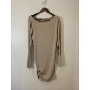 Y2K‎ Baby Phat Womens Midi Dress XL Nude Slinky Disco Logo Studded Retro Stretch